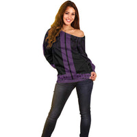 New Zealand Maori Kowhaiwhai Off Shoulder Sweater Waiporoporo Maui and Mangopare LT9 - Polynesian Pride