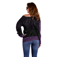 New Zealand Maori Kowhaiwhai Off Shoulder Sweater Waiporoporo Maui and Mangopare LT9 - Polynesian Pride