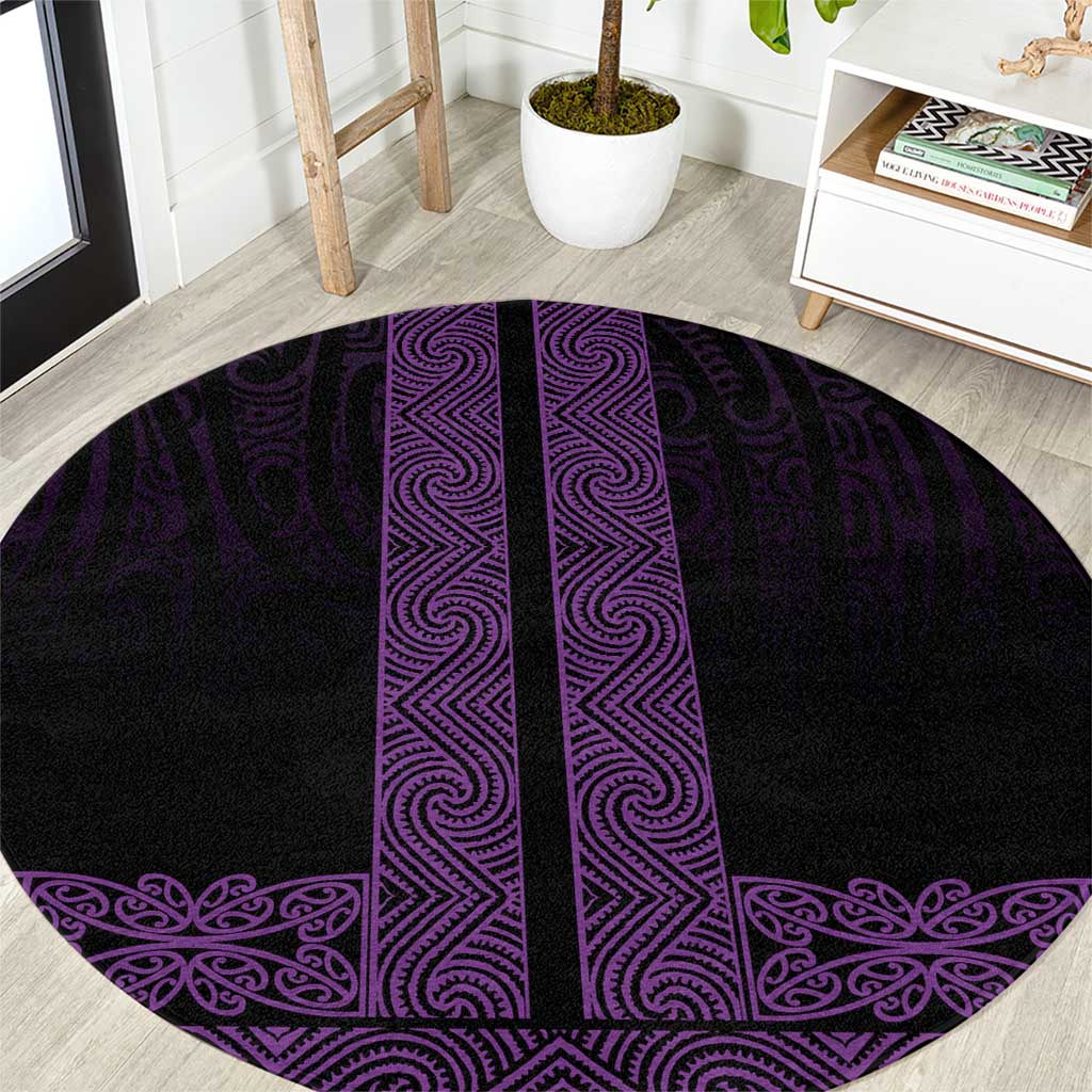 New Zealand Maori Kowhaiwhai Round Carpet Waiporoporo Maui and Mangopare