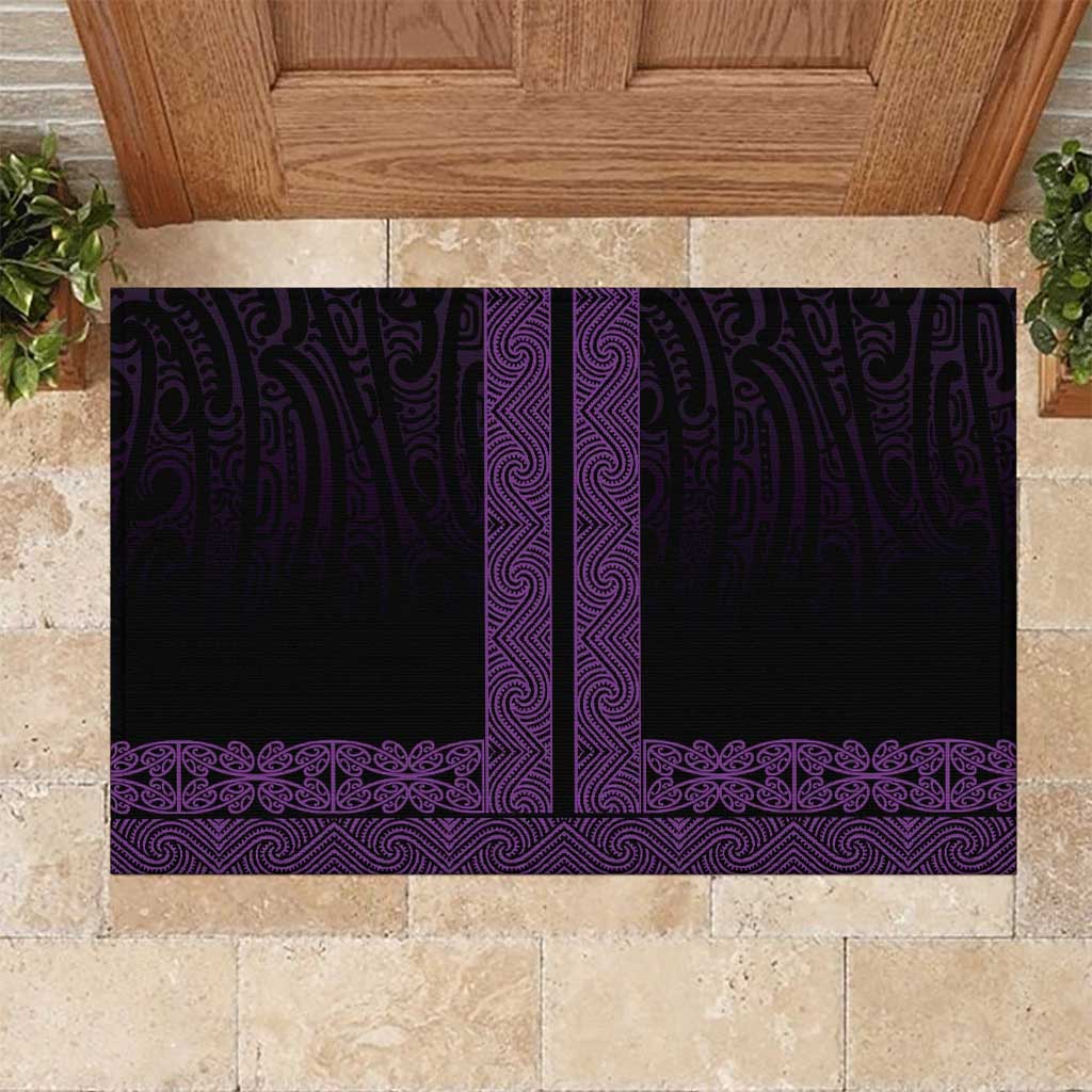 New Zealand Maori Kowhaiwhai Rubber Doormat Waiporoporo Maui and Mangopare LT9 Purple - Polynesian Pride