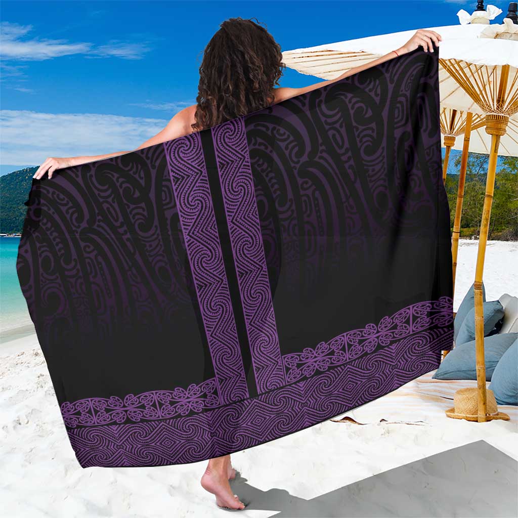 New Zealand Maori Kowhaiwhai Sarong Waiporoporo Maui and Mangopare LT9 One Size 44 x 66 inches Purple - Polynesian Pride