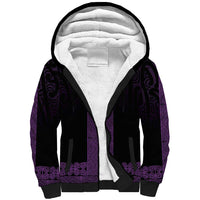 New Zealand Maori Kowhaiwhai Sherpa Hoodie Waiporoporo Maui and Mangopare LT9 Unisex Purple - Polynesian Pride