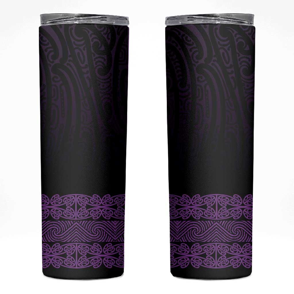 New Zealand Maori Kowhaiwhai Skinny Tumbler Waiporoporo Maui and Mangopare LT9 Purple - Polynesian Pride