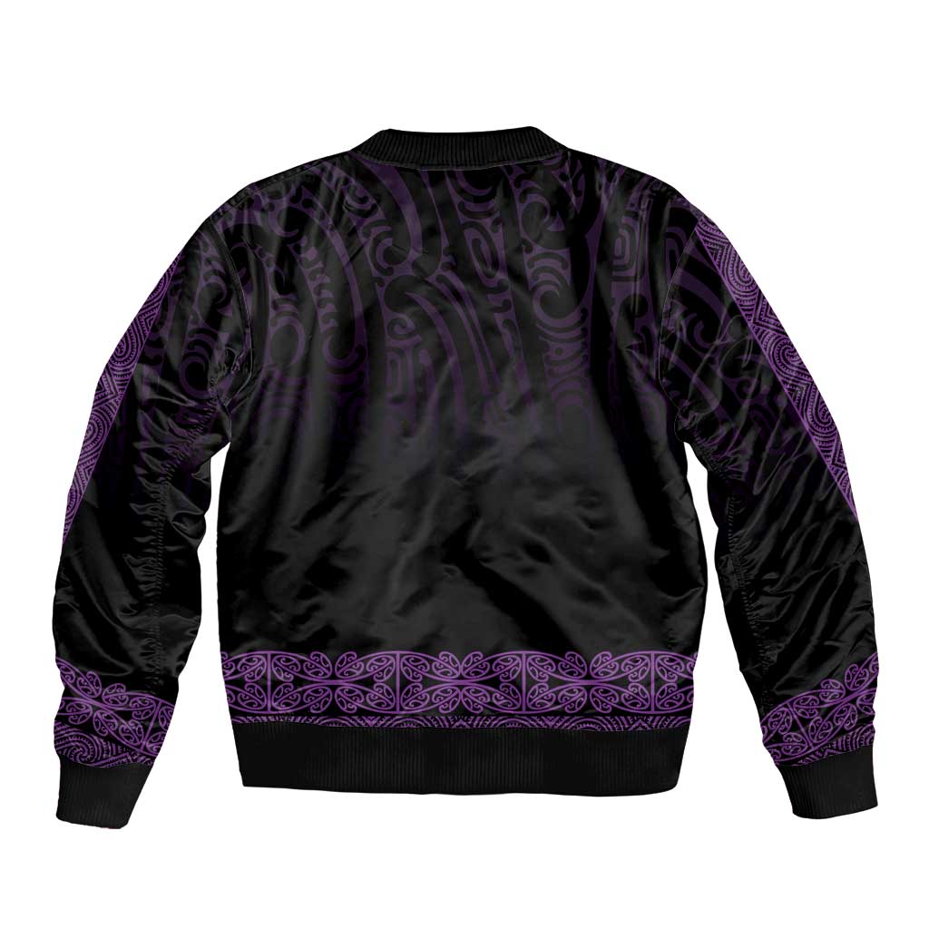 New Zealand Maori Kowhaiwhai Sleeve Zip Bomber Jacket Waiporoporo Maui and Mangopare LT9 - Polynesian Pride
