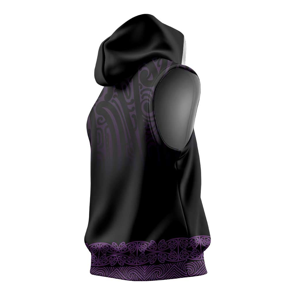 New Zealand Maori Kowhaiwhai Sleeveless Hoodie Waiporoporo Maui and Mangopare - Polynesian Pride