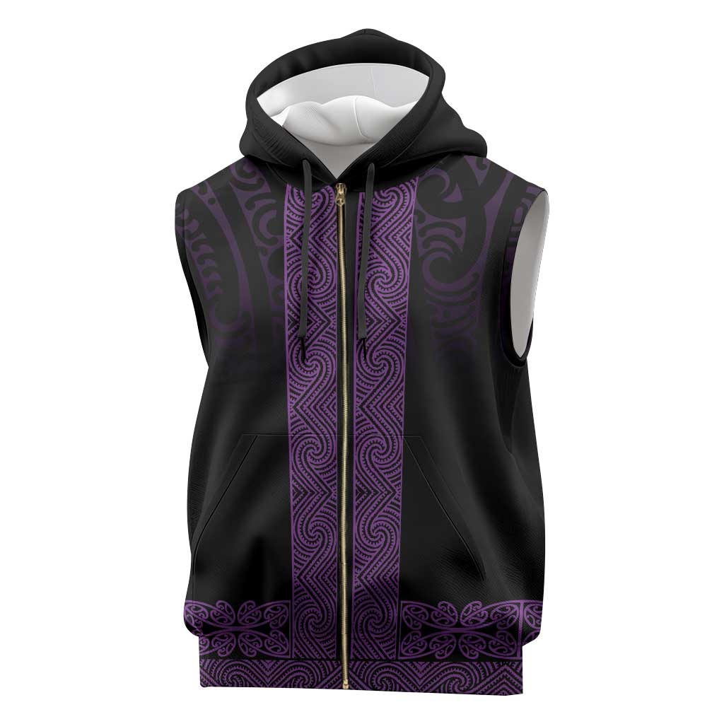 New Zealand Maori Kowhaiwhai Sleeveless Zip Hoodie Waiporoporo Maui and Mangopare - Polynesian Pride