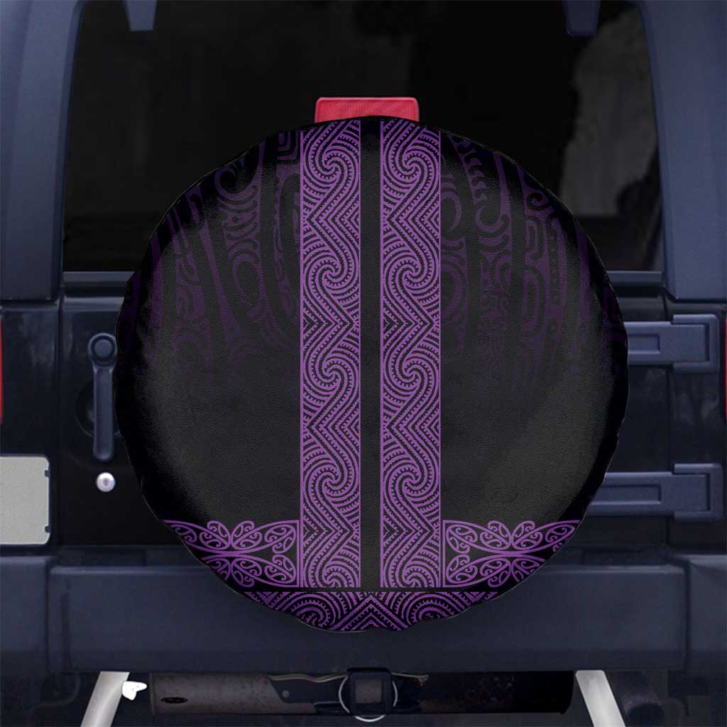 New Zealand Maori Kowhaiwhai Spare Tire Cover Waiporoporo Maui and Mangopare LT9 No hole Purple - Polynesian Pride