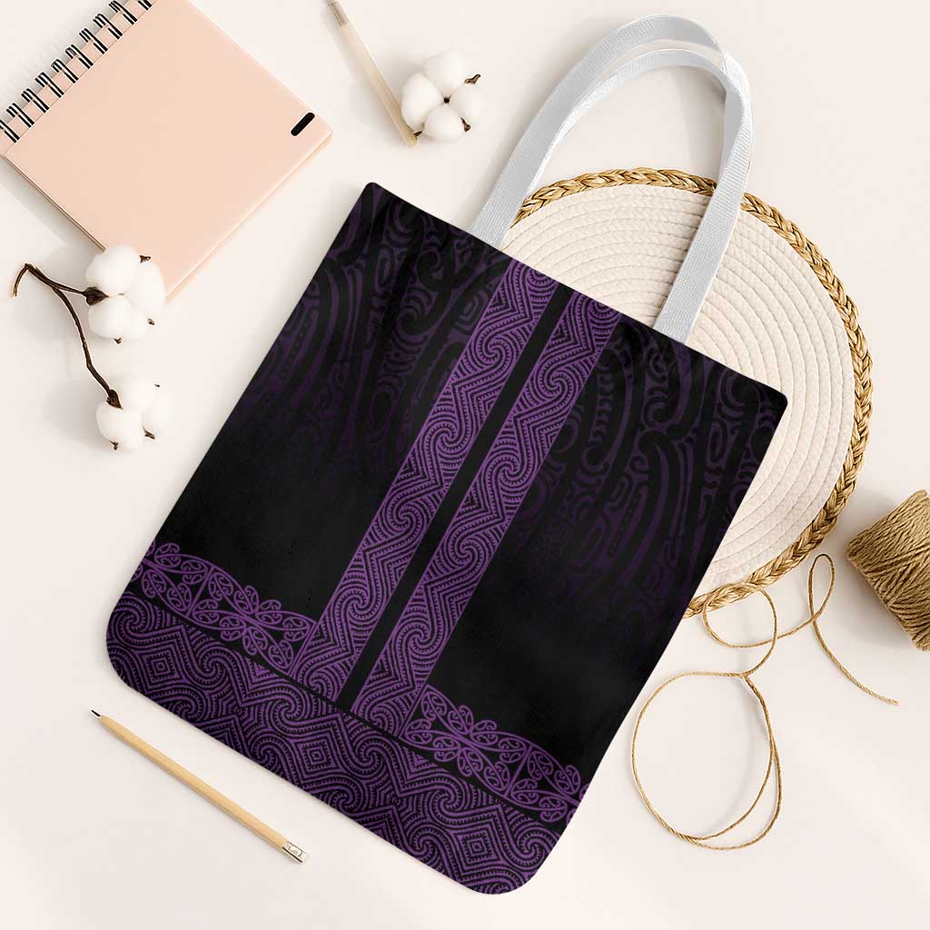 New Zealand Maori Kowhaiwhai Tote Bag Waiporoporo Maui and Mangopare LT9 White Strap One Size Purple - Polynesian Pride