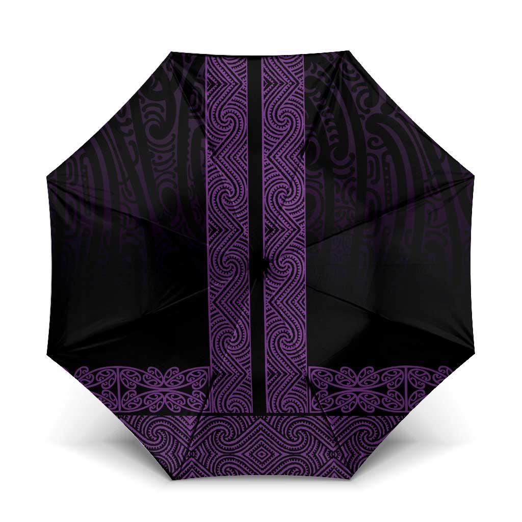 New Zealand Maori Kowhaiwhai Umbrella Waiporoporo Maui and Mangopare LT9 One Size Folded 11.42 inch Opened Diameter 37.4 inch Purple - Polynesian Pride