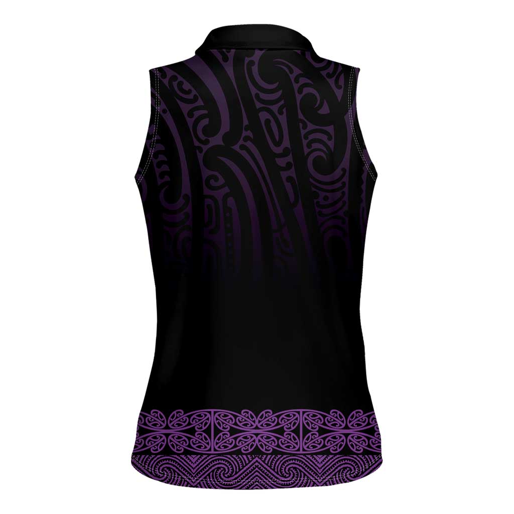 New Zealand Maori Kowhaiwhai Women Sleeveless Polo Shirt Waiporoporo Maui and Mangopare