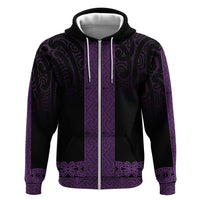 New Zealand Maori Kowhaiwhai Zip Hoodie Waiporoporo Maui and Mangopare LT9 Zip Hoodie Purple - Polynesian Pride