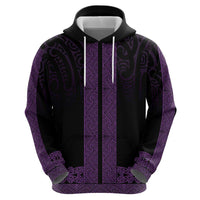 New Zealand Maori Kowhaiwhai Zip Hoodie Waiporoporo Maui and Mangopare LT9 - Polynesian Pride