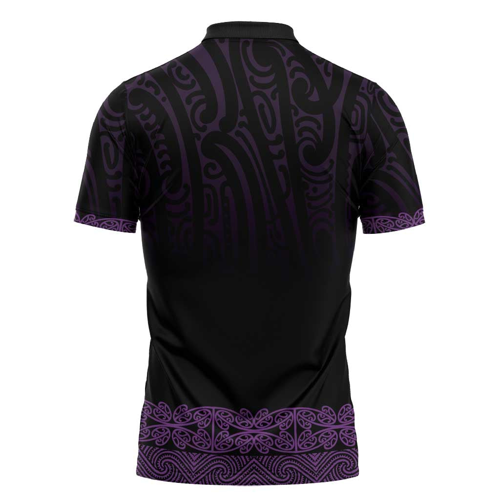 New Zealand Maori Kowhaiwhai Zipper Polo Shirt Waiporoporo Maui and Mangopare LT9 - Polynesian Pride