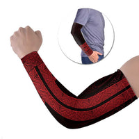 New Zealand Maori Kowhaiwhai Arm Sleeves Whero Maui and Mangopare LT9 Set of 2 Red - Polynesian Pride
