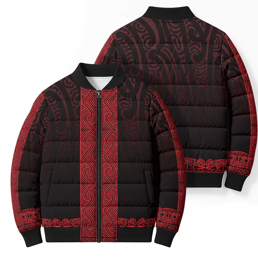 New Zealand Maori Kowhaiwhai Bomber Puffer Jacket Whero Maui and Mangopare - Polynesian Pride