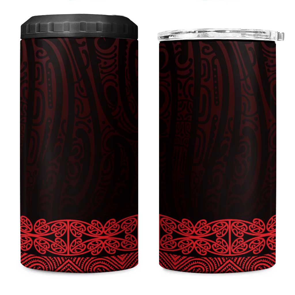New Zealand Maori Kowhaiwhai 4 in 1 Can Cooler Tumbler Whero Maui and Mangopare LT9 One Size: 16 oz Red - Polynesian Pride