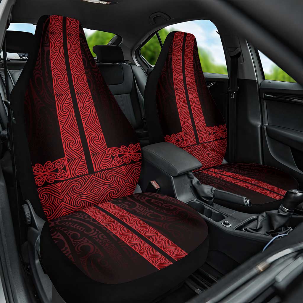 New Zealand Maori Kowhaiwhai Car Seat Cover Whero Maui and Mangopare LT9 One Size Red - Polynesian Pride
