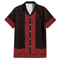 New Zealand Maori Kowhaiwhai Family Matching Long Sleeve Bodycon Dress and Hawaiian Shirt Whero Maui and Mangopare LT9 Dad's Shirt - Short Sleeve Red - Polynesian Pride