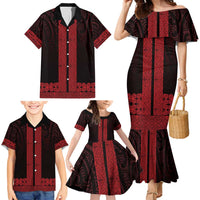 New Zealand Maori Kowhaiwhai Family Matching Mermaid Dress and Hawaiian Shirt Whero Maui and Mangopare LT9 - Polynesian Pride