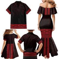 New Zealand Maori Kowhaiwhai Family Matching Mermaid Dress and Hawaiian Shirt Whero Maui and Mangopare LT9 - Polynesian Pride