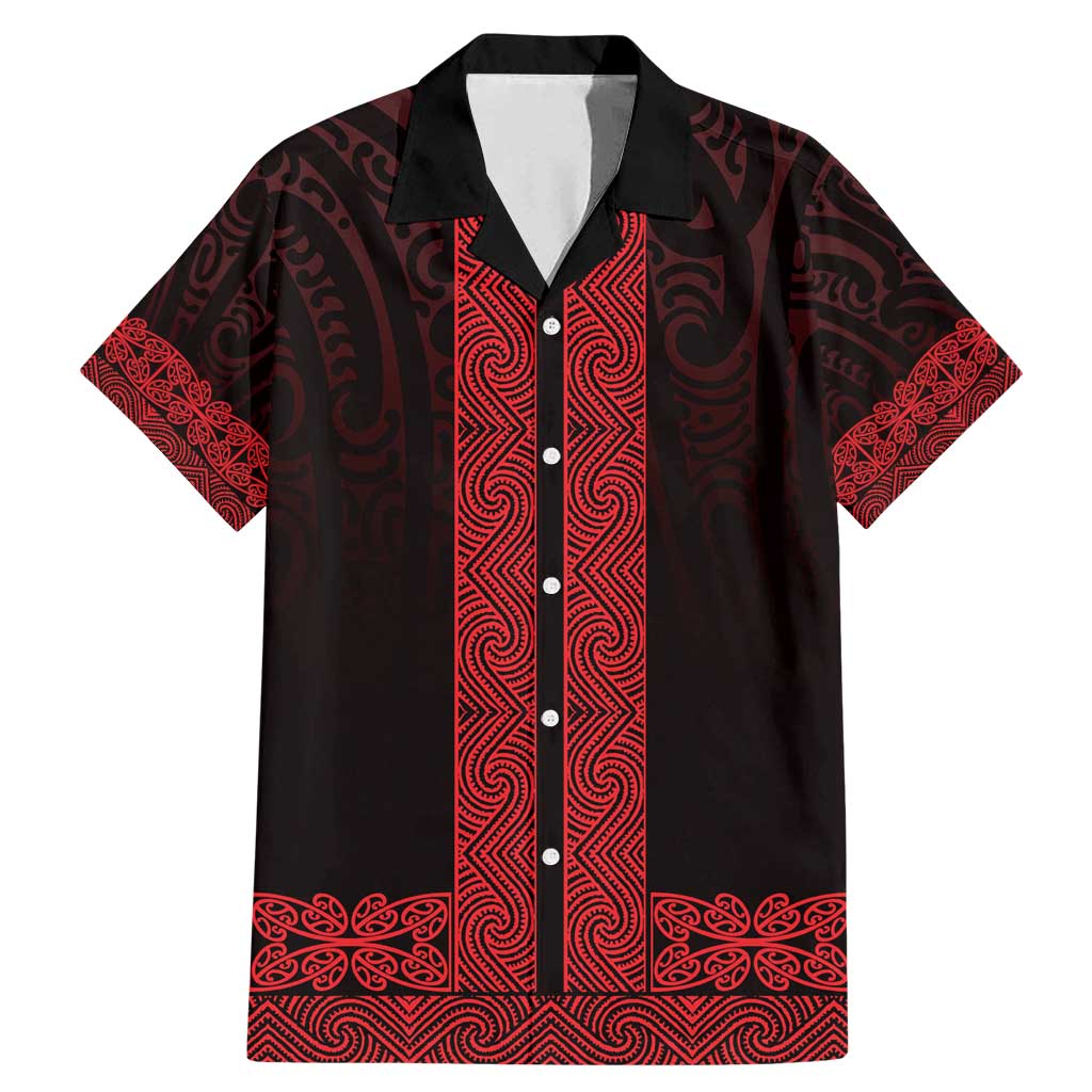 New Zealand Maori Kowhaiwhai Family Matching Mermaid Dress and Hawaiian Shirt Whero Maui and Mangopare LT9 Dad's Shirt - Short Sleeve Red - Polynesian Pride