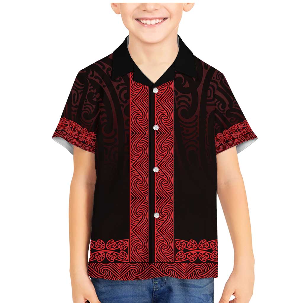 New Zealand Maori Kowhaiwhai Family Matching Mermaid Dress and Hawaiian Shirt Whero Maui and Mangopare LT9 Son's Shirt Red - Polynesian Pride