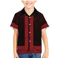 New Zealand Maori Kowhaiwhai Family Matching Mermaid Dress and Hawaiian Shirt Whero Maui and Mangopare LT9 Son's Shirt Red - Polynesian Pride