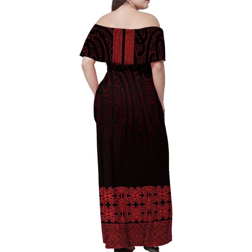 New Zealand Maori Kowhaiwhai Family Matching Off Shoulder Maxi Dress and Hawaiian Shirt Whero Maui and Mangopare LT9 - Polynesian Pride