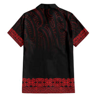 New Zealand Maori Kowhaiwhai Family Matching Off Shoulder Short Dress and Hawaiian Shirt Whero Maui and Mangopare LT9 - Polynesian Pride