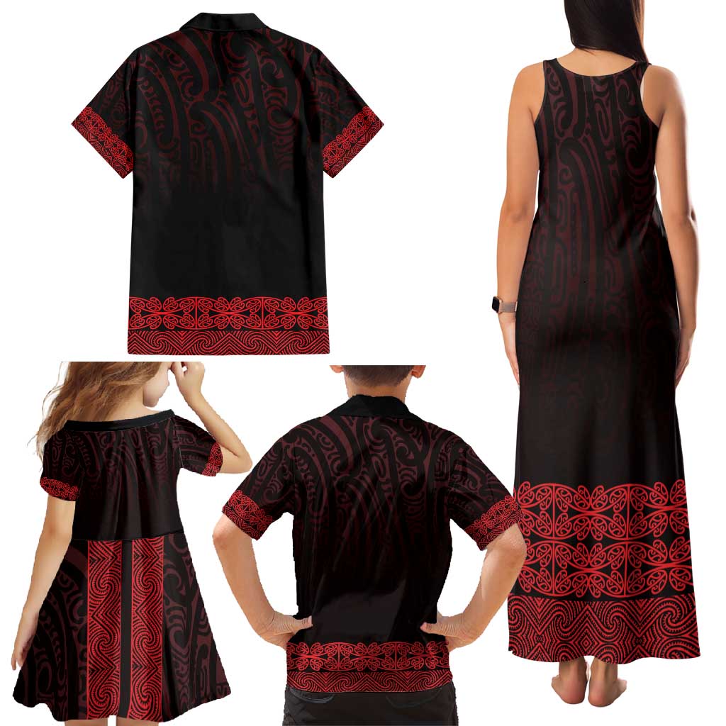 New Zealand Maori Kowhaiwhai Family Matching Tank Maxi Dress and Hawaiian Shirt Whero Maui and Mangopare LT9 - Polynesian Pride