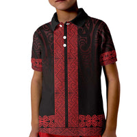 New Zealand Maori Kowhaiwhai Kid Polo Shirt Whero Maui and Mangopare LT9 Kid Red - Polynesian Pride