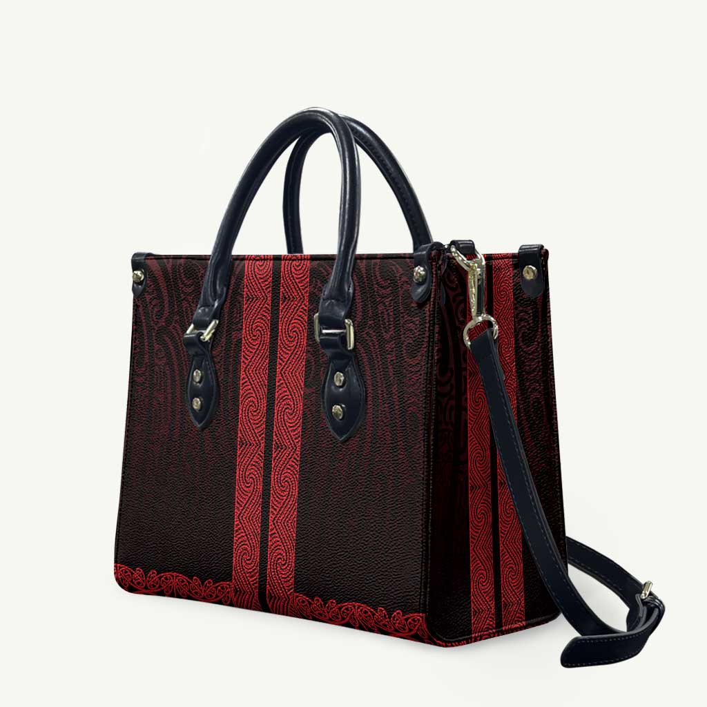 New Zealand Maori Kowhaiwhai Leather Bag Whero Maui and Mangopare - Polynesian Pride