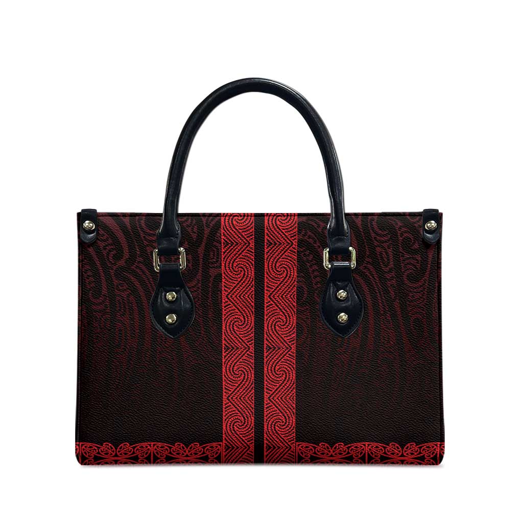 New Zealand Maori Kowhaiwhai Leather Bag Whero Maui and Mangopare - Polynesian Pride