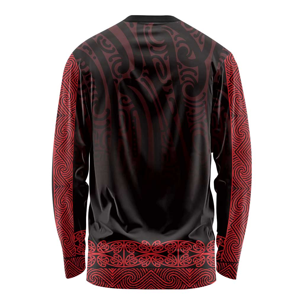 New Zealand Maori Kowhaiwhai Long Sleeve Shirt Whero Maui and Mangopare LT9 - Polynesian Pride
