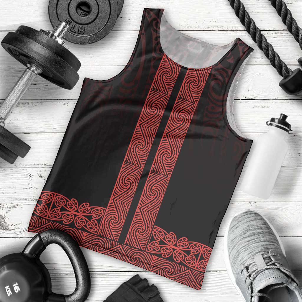 New Zealand Maori Kowhaiwhai Men Tank Top Whero Maui and Mangopare LT9 - Polynesian Pride
