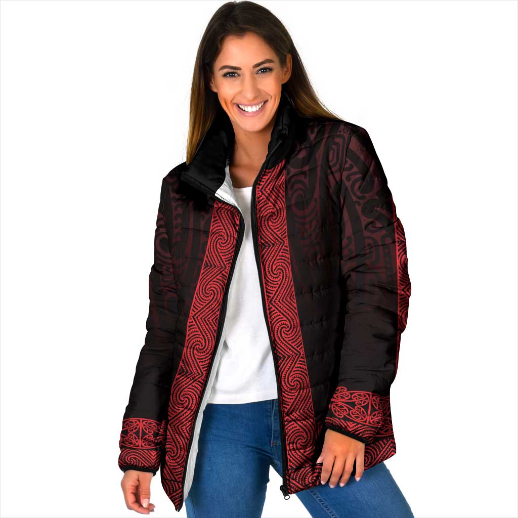 New Zealand Maori Kowhaiwhai Padded Jacket Whero Maui and Mangopare - Polynesian Pride
