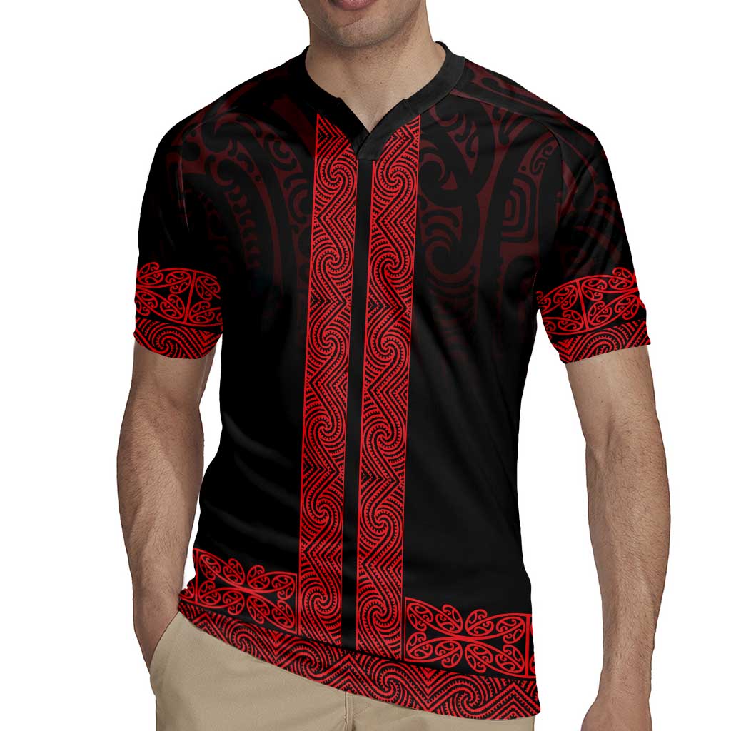 New Zealand Maori Kowhaiwhai Rugby Jersey Whero Maui and Mangopare LT9 - Polynesian Pride