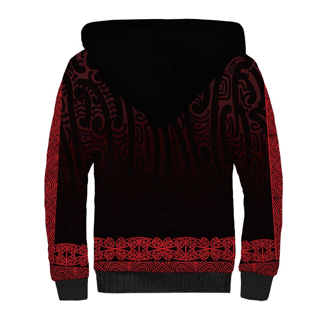 New Zealand Maori Kowhaiwhai Sherpa Hoodie Whero Maui and Mangopare LT9 - Polynesian Pride