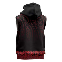 New Zealand Maori Kowhaiwhai Sleeveless Hoodie Whero Maui and Mangopare - Polynesian Pride