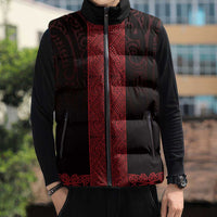 New Zealand Maori Kowhaiwhai Sleeveless Puffer Jacket Whero Maui and Mangopare - Polynesian Pride