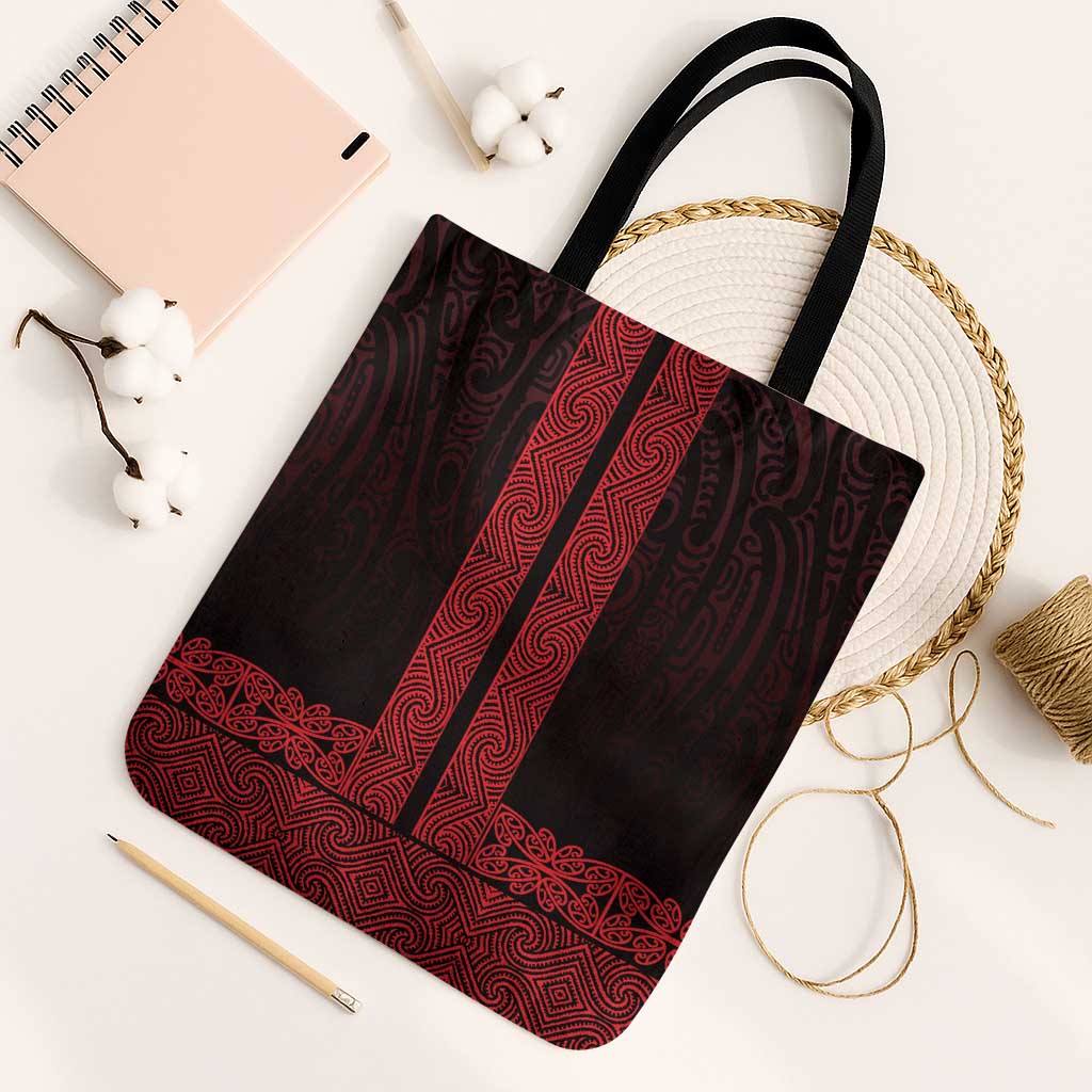 New Zealand Maori Kowhaiwhai Tote Bag Whero Maui and Mangopare LT9 Black Strap One Size Red - Polynesian Pride