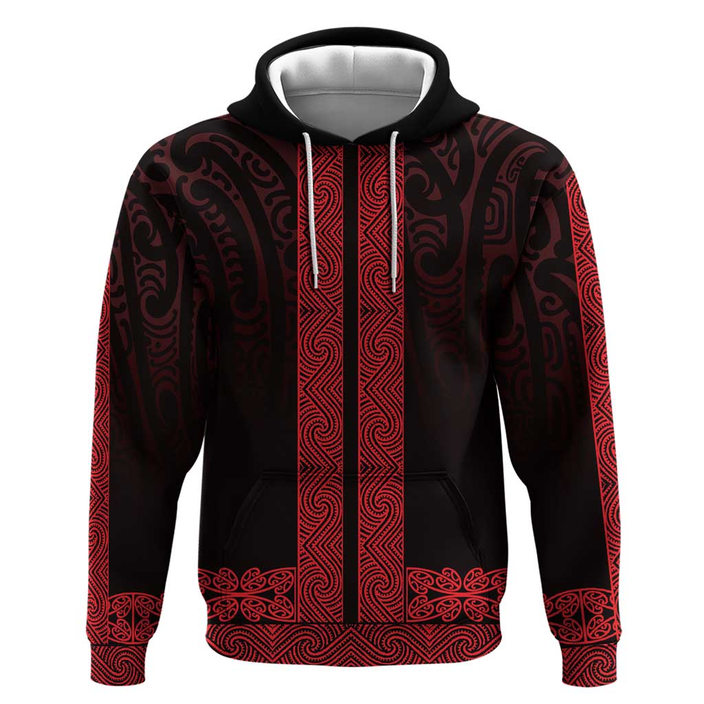 New Zealand Maori Kowhaiwhai Zip Hoodie Whero Maui and Mangopare LT9 Pullover Hoodie Red - Polynesian Pride