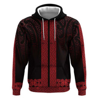 New Zealand Maori Kowhaiwhai Zip Hoodie Whero Maui and Mangopare LT9 Pullover Hoodie Red - Polynesian Pride