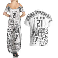 Custom Fiji Black Fern Couples Matching Summer Maxi Dress and Hawaiian Shirt Maori Warroir with Fijian Masi Pattern LT9 - Polynesian Pride