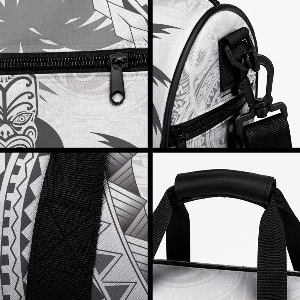 Custom Fiji Black Fern Duffle Bag Maori Warrior with Fijian Masi Pattern LT9 - Polynesian Pride