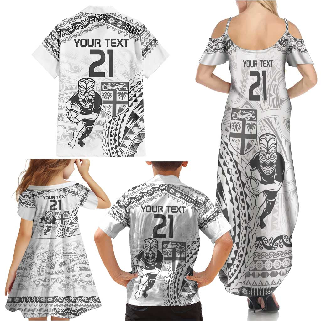 Custom Fiji Black Fern Family Matching Summer Maxi Dress and Hawaiian Shirt Maori Warroir with Fijian Masi Pattern LT9 - Polynesian Pride