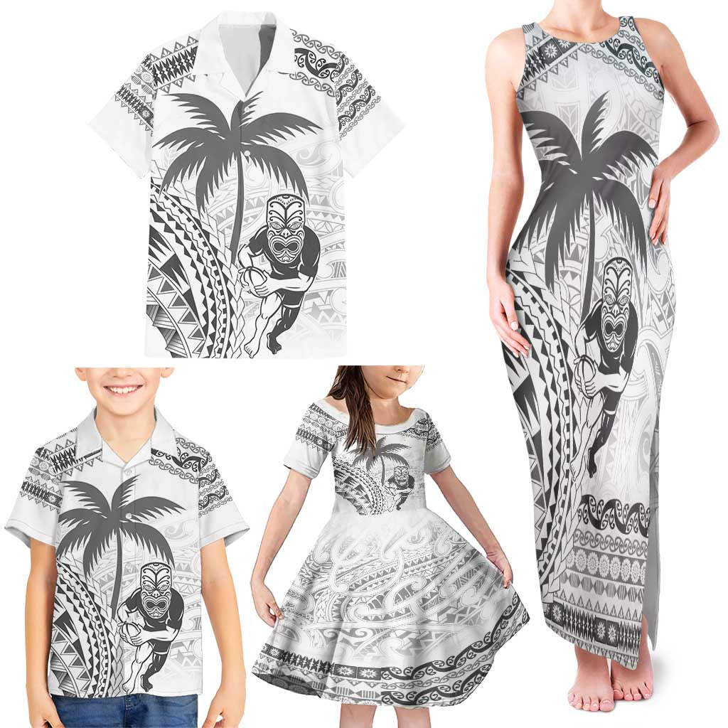 Custom Fiji Black Fern Family Matching Tank Maxi Dress and Hawaiian Shirt Maori Warroir with Fijian Masi Pattern LT9 - Polynesian Pride