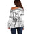 Custom Fiji Black Fern Off Shoulder Sweater Maori Warroir with Fijian Masi Pattern