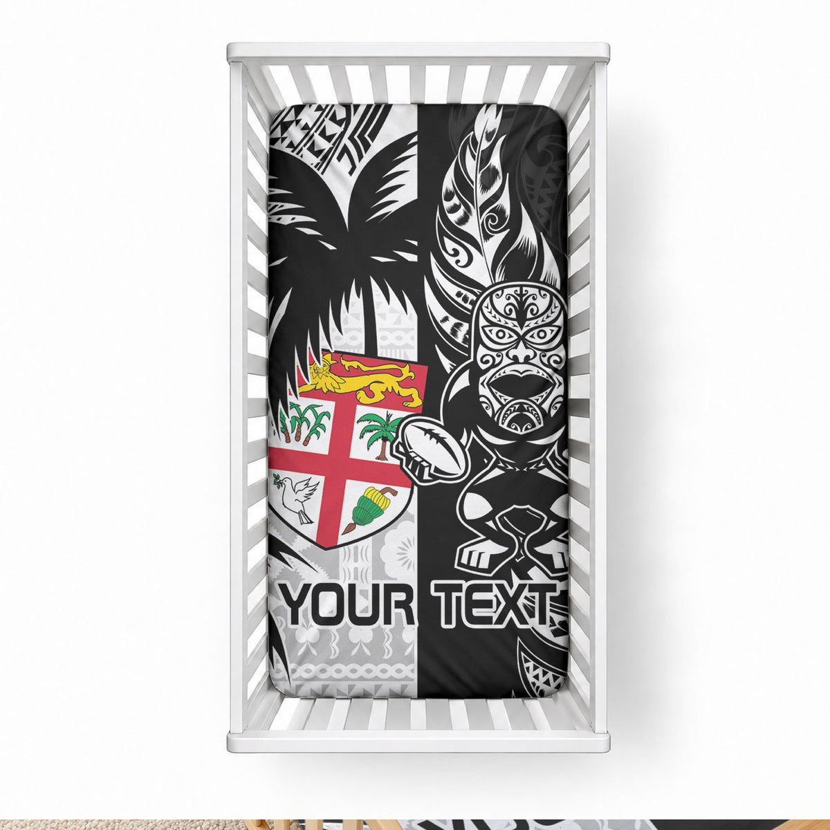 Custom Fiji New Zealand Baby Bed Cover Maori mix Tapa Pattern Version LT9 28 × 52 in Black - Polynesian Pride