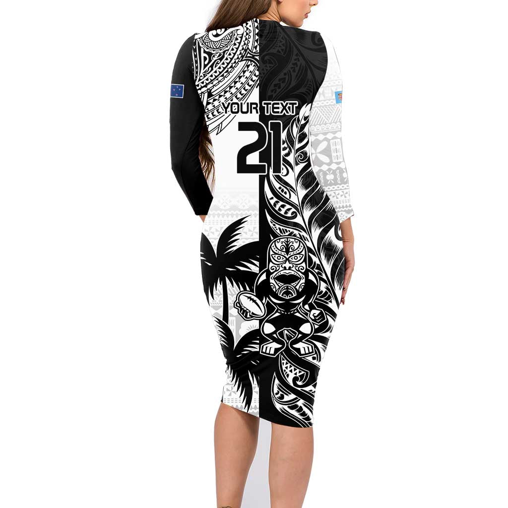 Custom Fiji New Zealand Family Matching Long Sleeve Bodycon Dress and Hawaiian Shirt Maori mix Tapa Pattern Version LT9 - Polynesian Pride